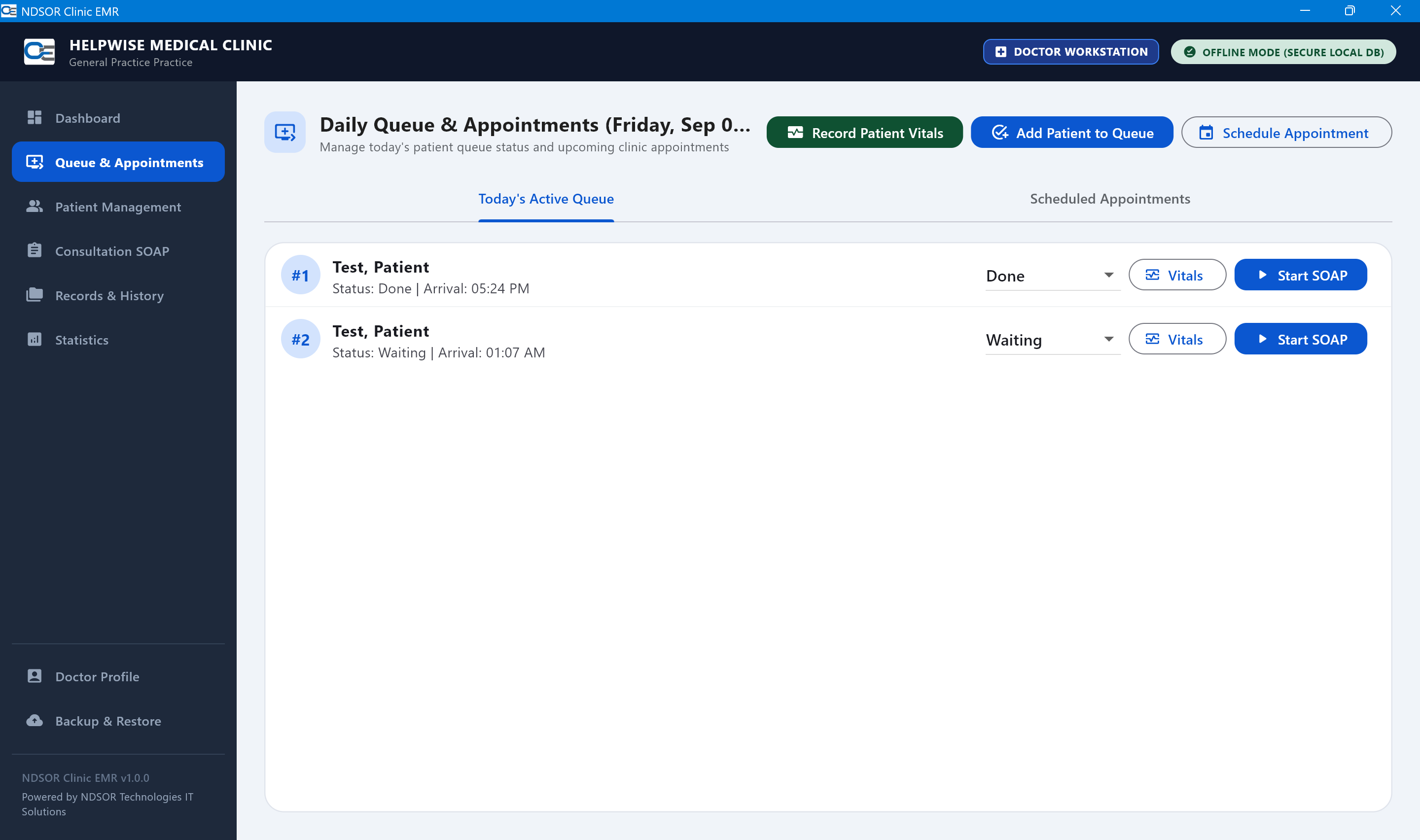 Patient Queue and Daily Appointments